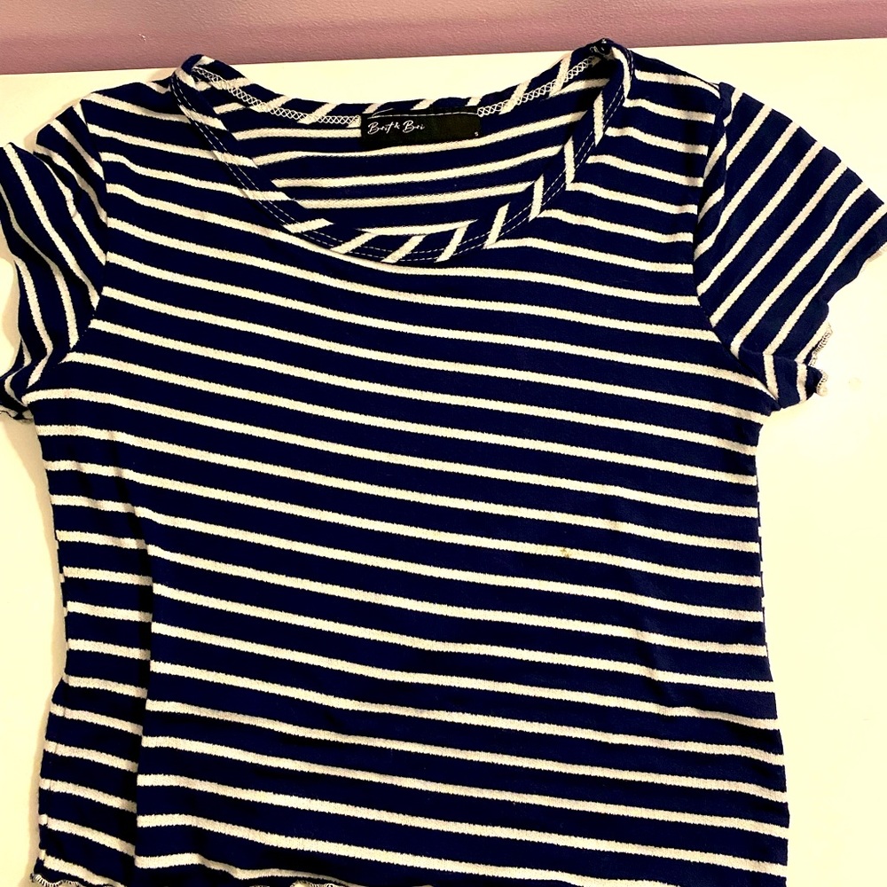 Brit & Bri Striped Ruffled T-Shirt (Size S)